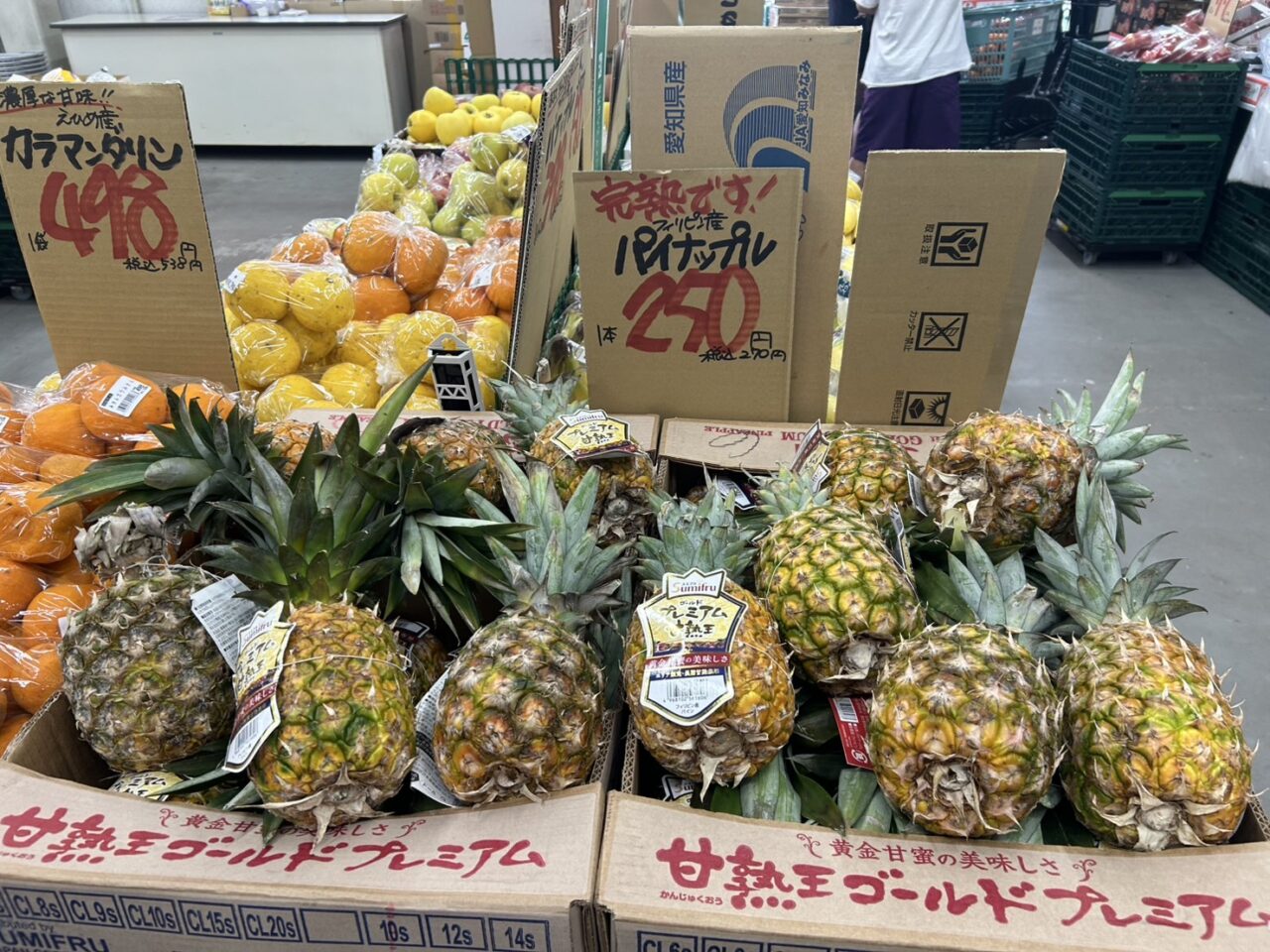 あま市篠田の青果店「八百MEGA」の特売商品の様子