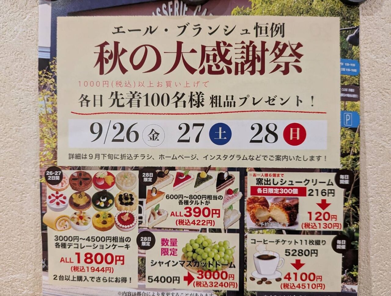 秋の大感謝祭チラシ