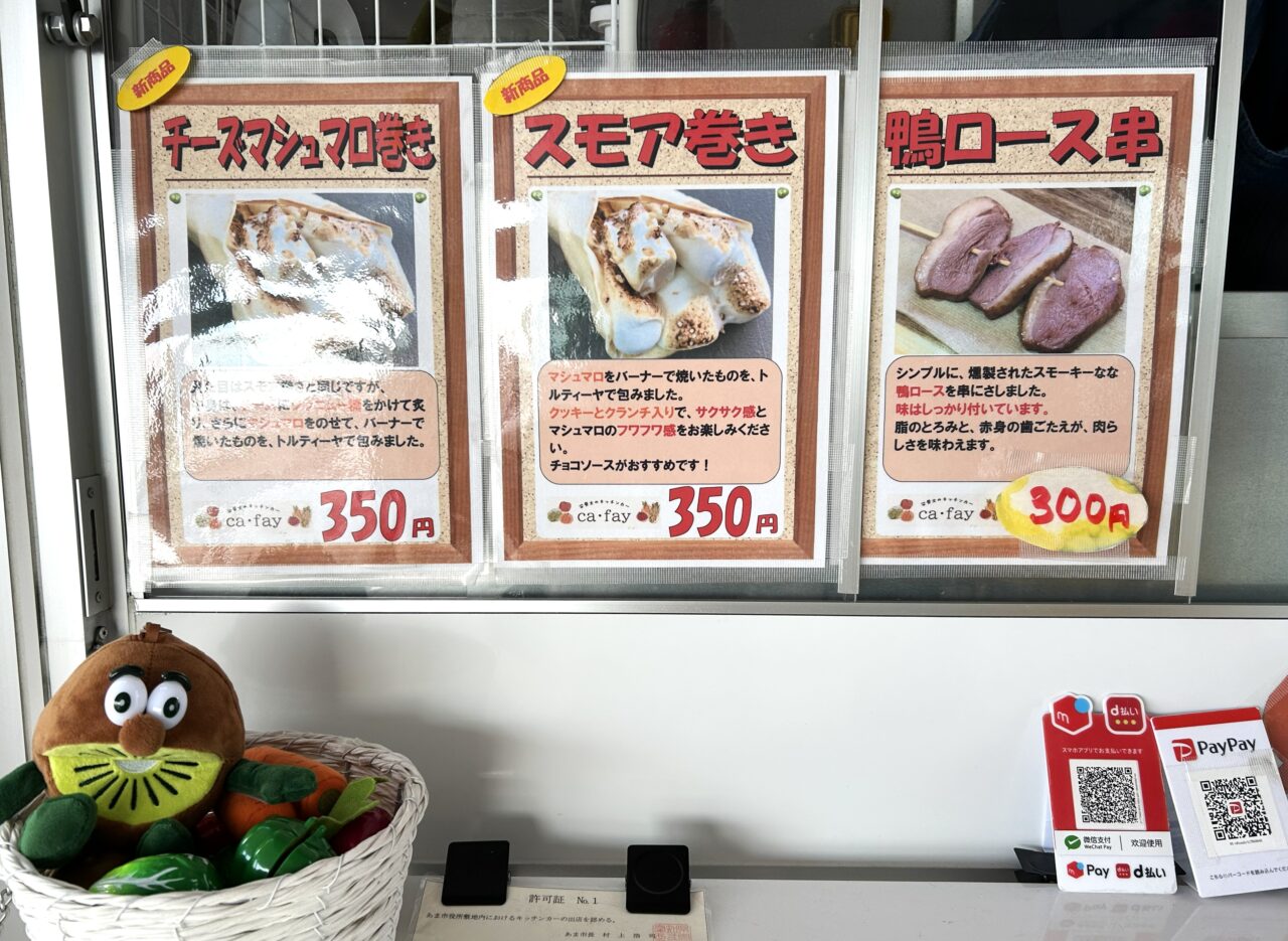 メニュー表(価格や商品名の掲示)