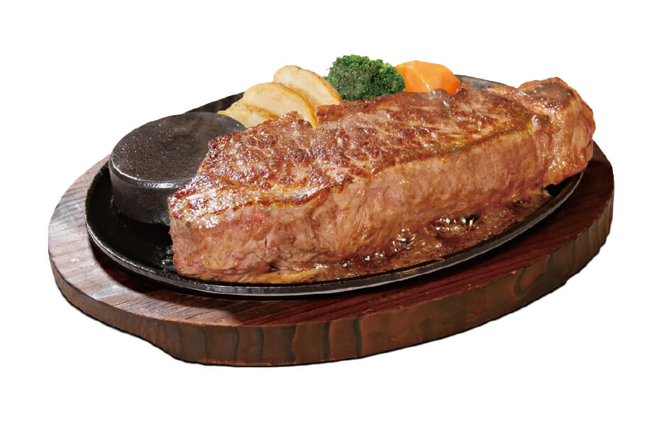 ステーキのあさくまのサーロインステーキ盛り付け例