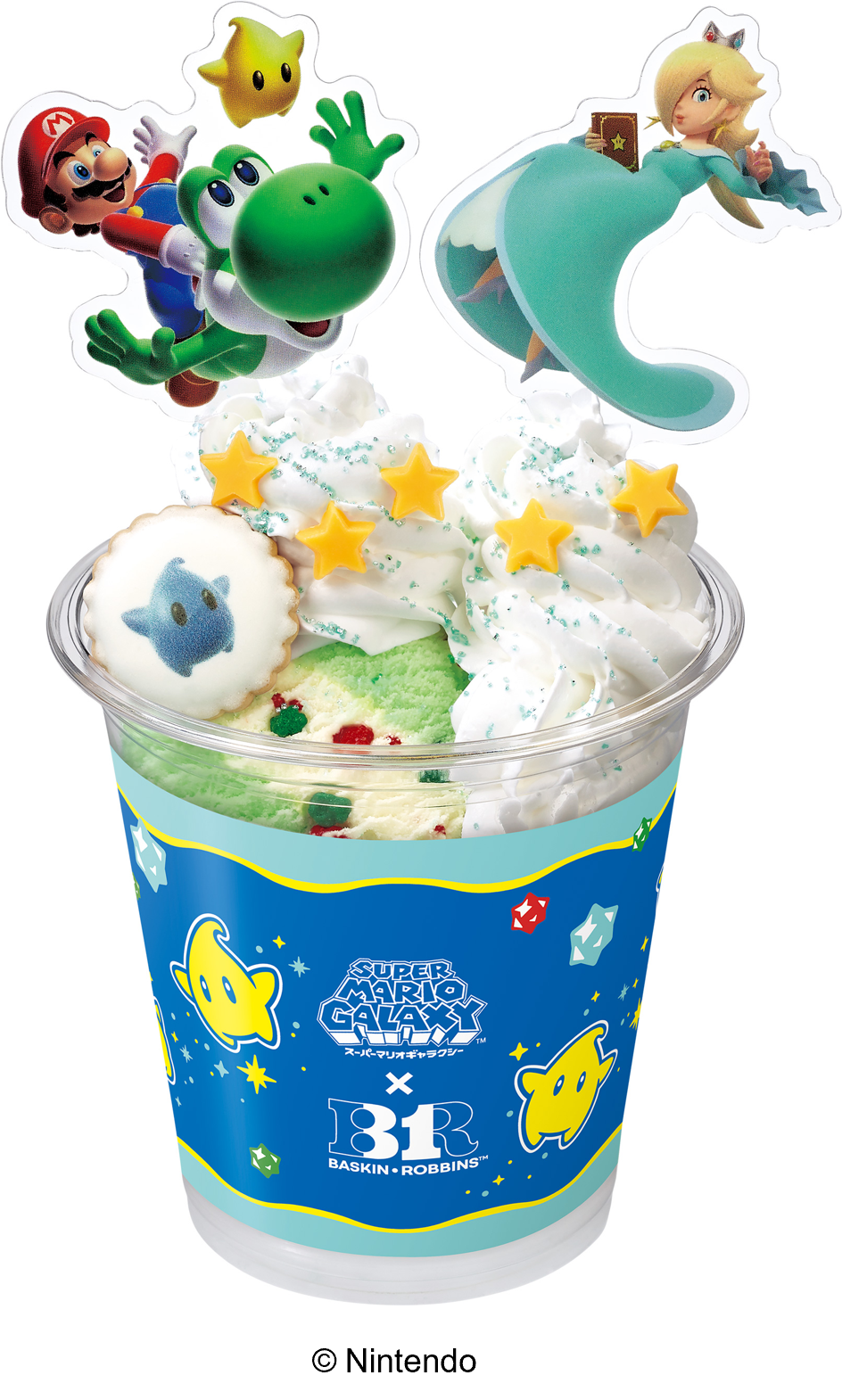 マリオやヨッシーのピックが飾られた豪華なコラボ限定のダブルサンデー