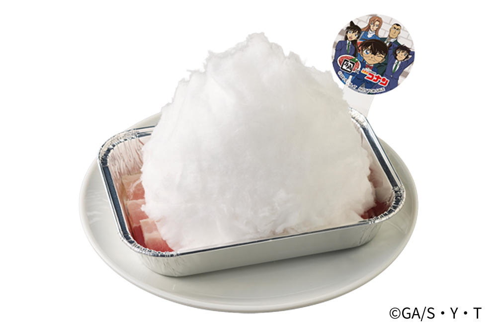 牛角で提供される名探偵コナンコラボメニューの綿あめ豚タレ焼肉