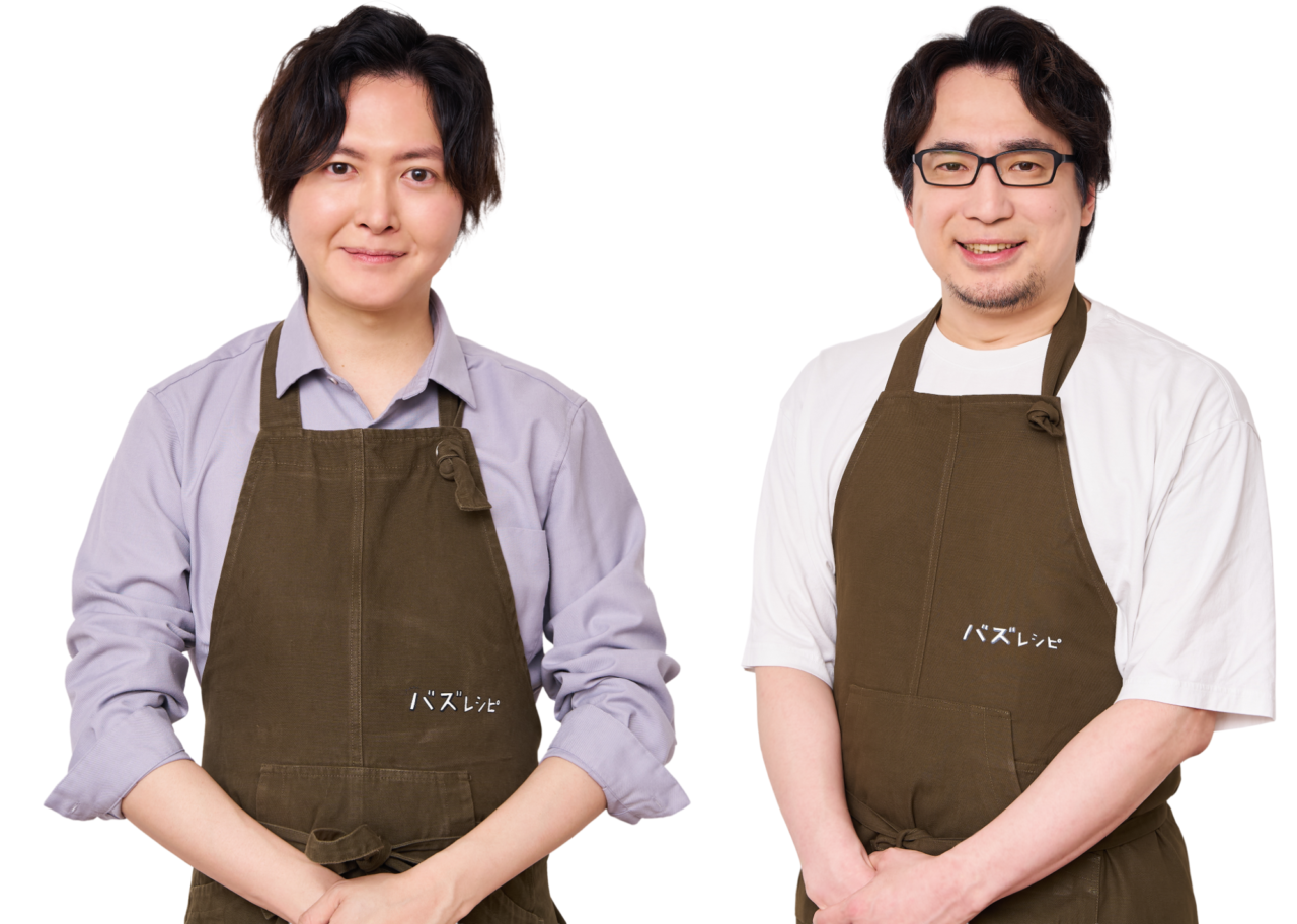 スシローとのコラボフェアを監修した、料理研究家のリュウジさんと声優の安元洋貴さんの写真