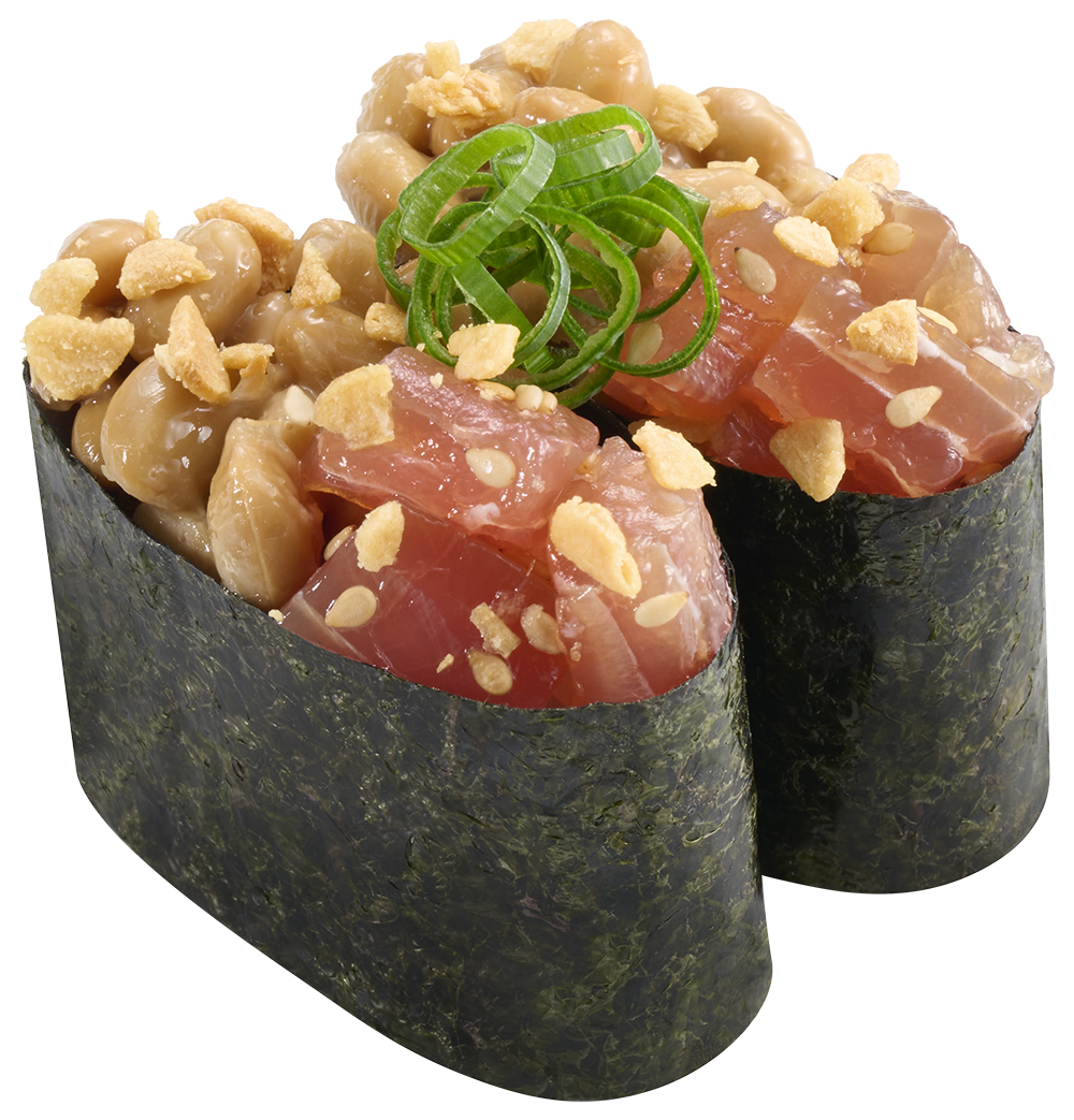 スシローで販売されるフライドガーリックを利かせたまぐろ納豆ガーリック軍艦